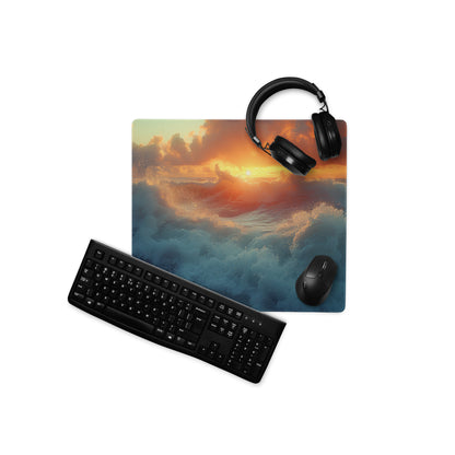 Sunset Ocean Pro Gaming Mouse Pad - Gaming Mouse Pad Blue Orange Desk Modern Calm Mood Esports Decor Photo Art