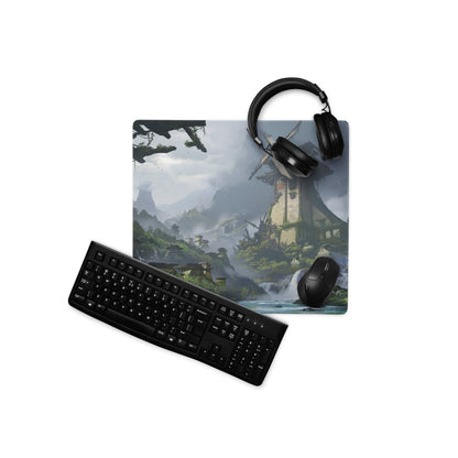 Serene Mountain Landscape Gaming Mouse Pad - Landscape Blue Green Gaming Desk Home Office Cinematic Fantasy Digital Art