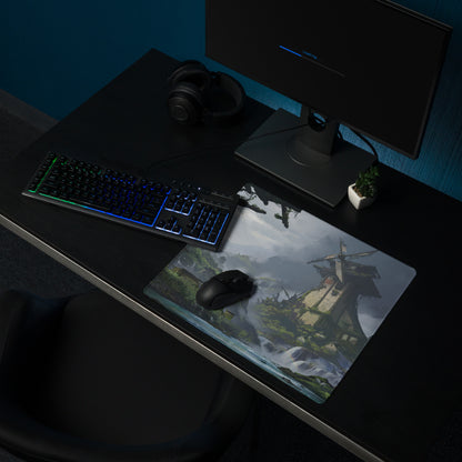 Serene Mountain Landscape Gaming Mouse Pad - Landscape Blue Green Gaming Desk Home Office Cinematic Fantasy Digital Art