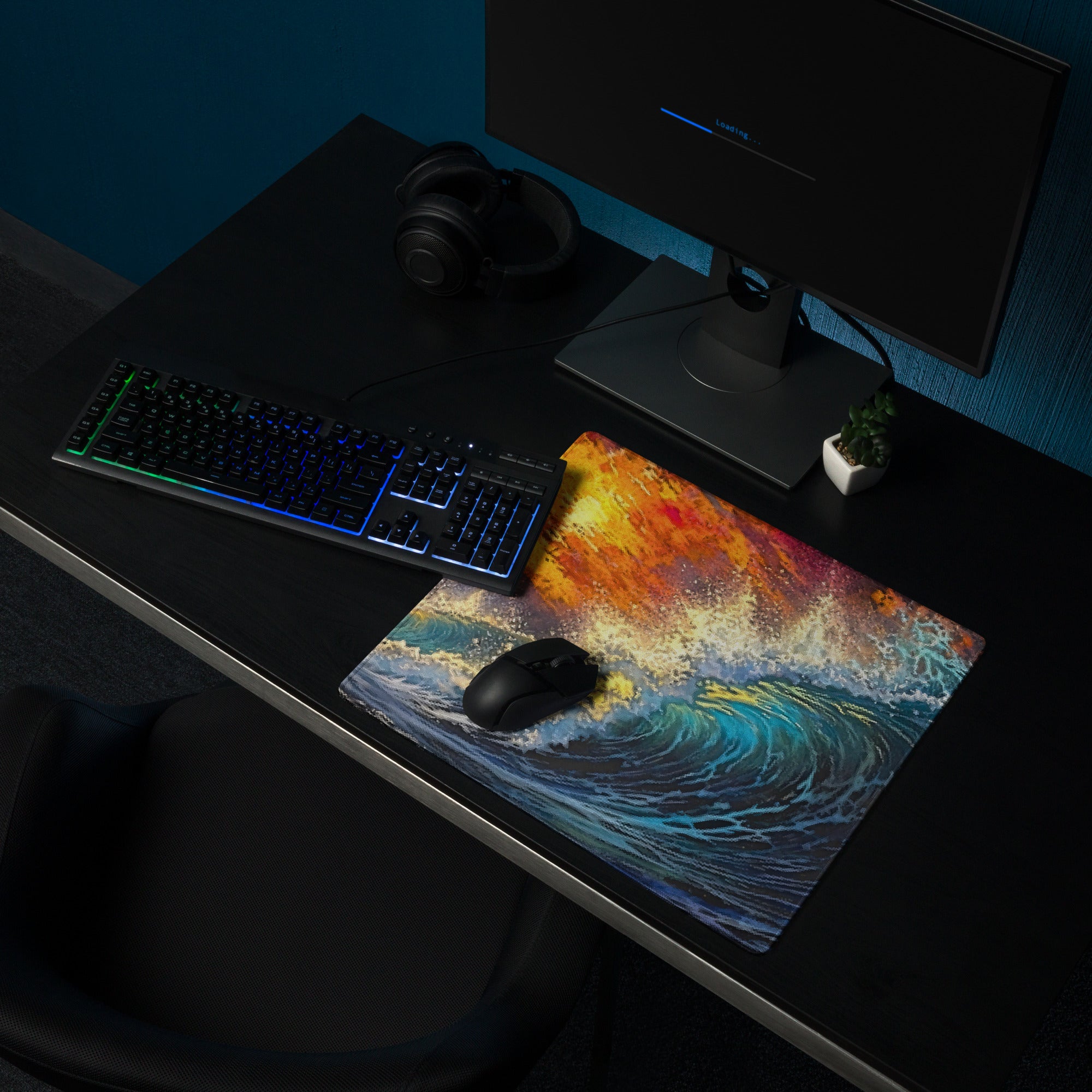 Vibrant Pixel Art Abstract Rainbow Mouse Pad - Gaming Mouse Pad Rainbow Abstract Desk Energetic Vibrant Tech Chic Digital Art