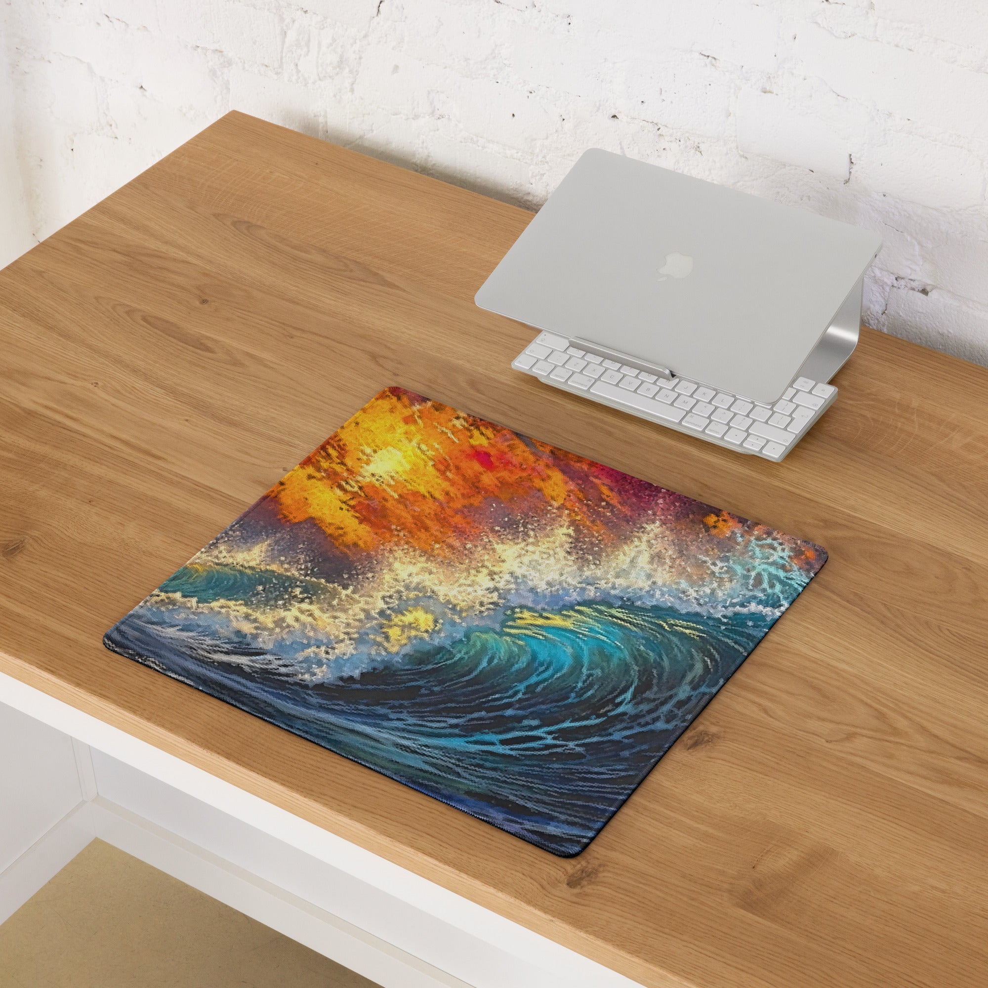 Vibrant Pixel Art Abstract Rainbow Mouse Pad - Gaming Mouse Pad Rainbow Abstract Desk Energetic Vibrant Tech Chic Digital Art