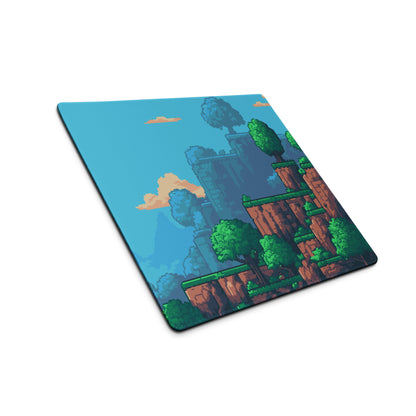 Pixel Forest Adventure Mouse Pad - Landscape Blue Green Desk Pixel Art Playful Mood Retro Gaming Decor Pixel Art Mousepad