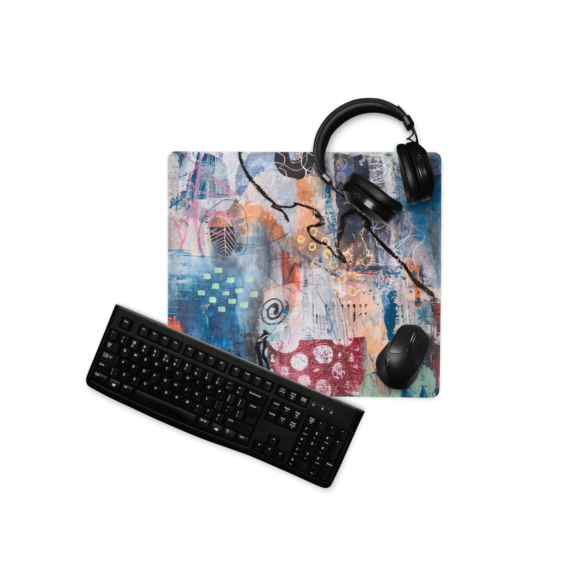 Abstract Graffiti Art Mouse Pad - Abstract Graffiti Art Blue Teal Gaming Setup Bold Urban Decor Gaming Mat