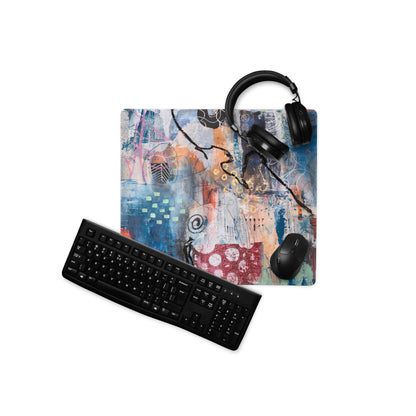 Abstract Graffiti Art Mouse Pad - Abstract Graffiti Art Blue Teal Gaming Setup Bold Urban Decor Gaming Mat