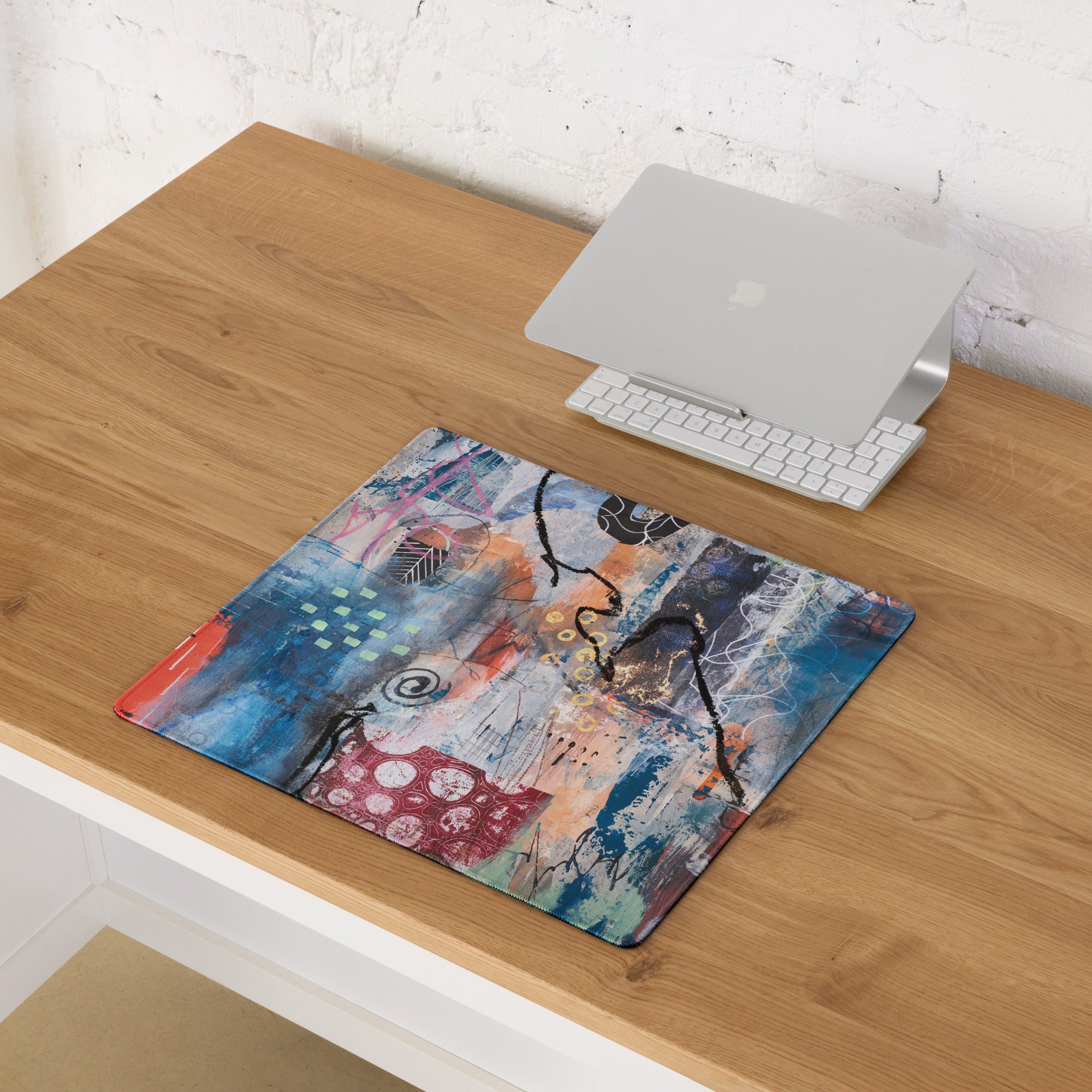 Abstract Graffiti Art Mouse Pad - Abstract Graffiti Art Blue Teal Gaming Setup Bold Urban Decor Gaming Mat