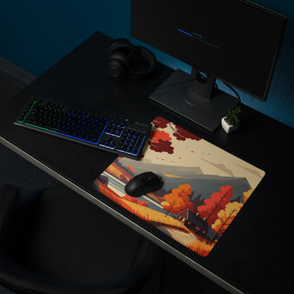 Autumn Forest Mountain Landscape Mouse Pad - Mountain Landscape Orange Red Gaming Desk Cozy Mood Modern Desk Mat Vector