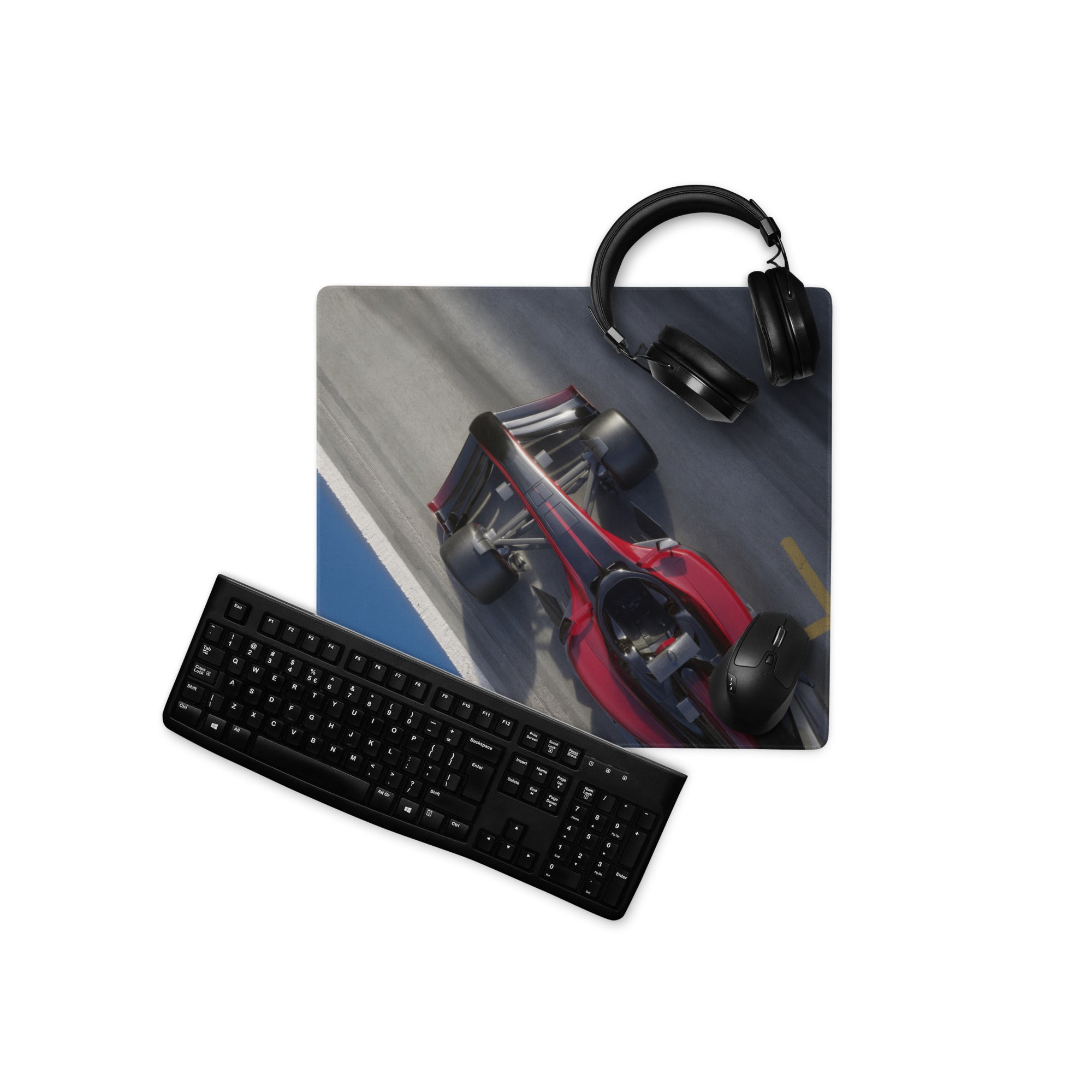 Racing Car Wide Gaming Mouse Pad - Racing Car Blue Black Gray Gaming Desk Dynamic Tech Office Racing Mouse Pad