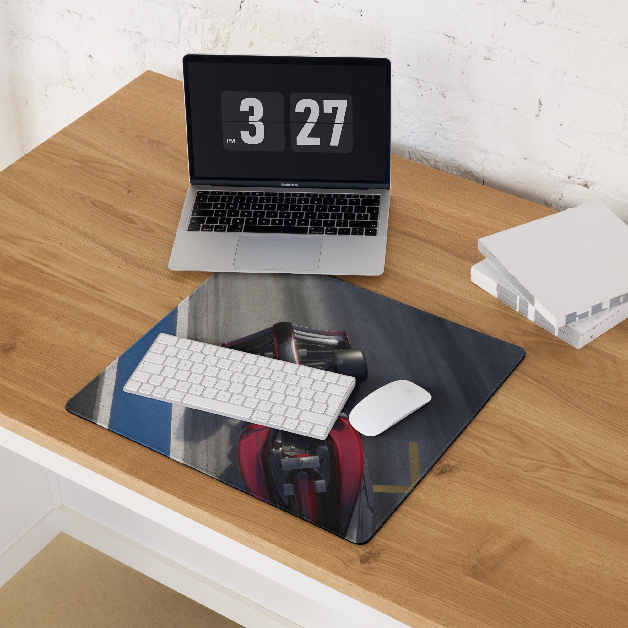 Racing Car Wide Gaming Mouse Pad - Racing Car Blue Black Gray Gaming Desk Dynamic Tech Office Racing Mouse Pad