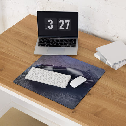 Night Racer Gaming Mouse Pad - Sports Car Black Purple Desk Mat For Gaming Sleek Futuristic Cyberpunk Photography