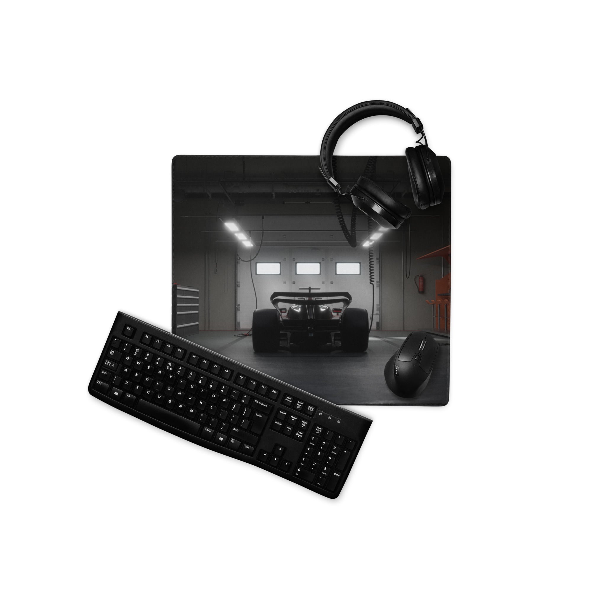 Racecar Black Gaming Mouse Pad - Racecar Black Gaming Modern Intense Industrial Large Non Slip Edge Stitch Photo Print