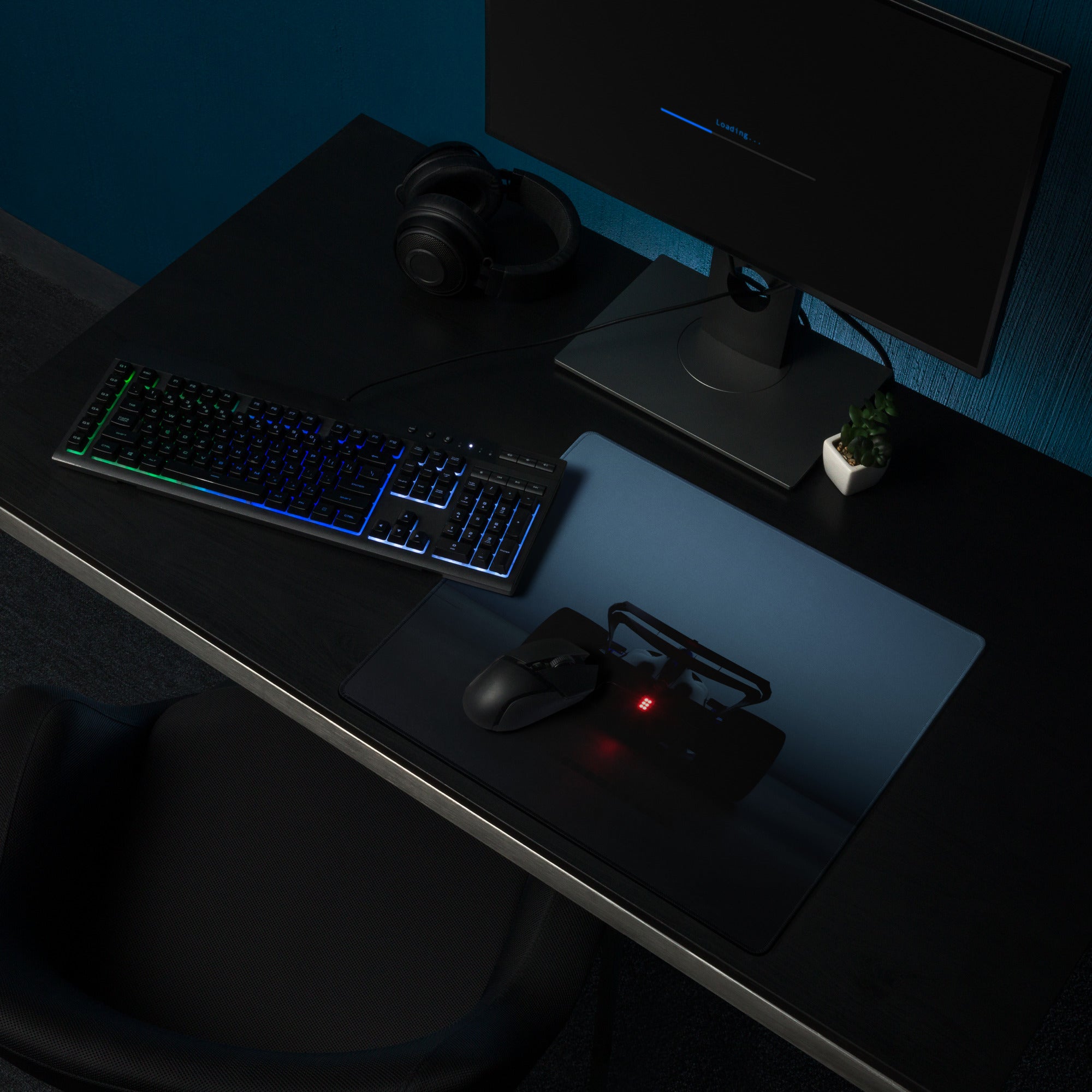 Midnight Racer Blue Mouse Pad - Racing Car Blue Gaming Mouse Pad Modern Dynamic Mood Minimalist Style Digital Print