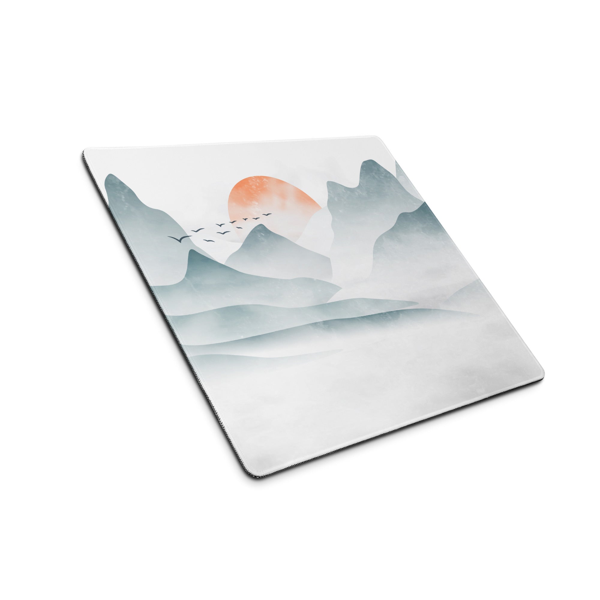 Calm Mountain Sunrise Mouse Pad - Mountain Landscape Blue Aqua Desk Setup Watercolor - Calm Modern Office Decor Gaming Desk Accessory Watercolor