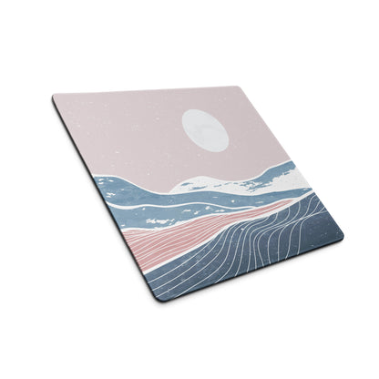 Pastel Ocean Wave Desk Pad - Gaming Mouse Pad Pink Blue Pastel Desk Setup Minimalist Ocean Wave Digital Art