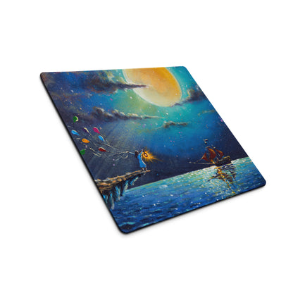 Dreamy Nightscape Painterly Mouse Pad - Mouse Pad Blue Sunset Desk Setup Dreamy Modern Office Desk Mat Oil Canvas