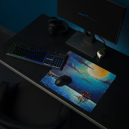 Dreamy Nightscape Painterly Mouse Pad - Mouse Pad Blue Sunset Desk Setup Dreamy Modern Office Desk Mat Oil Canvas