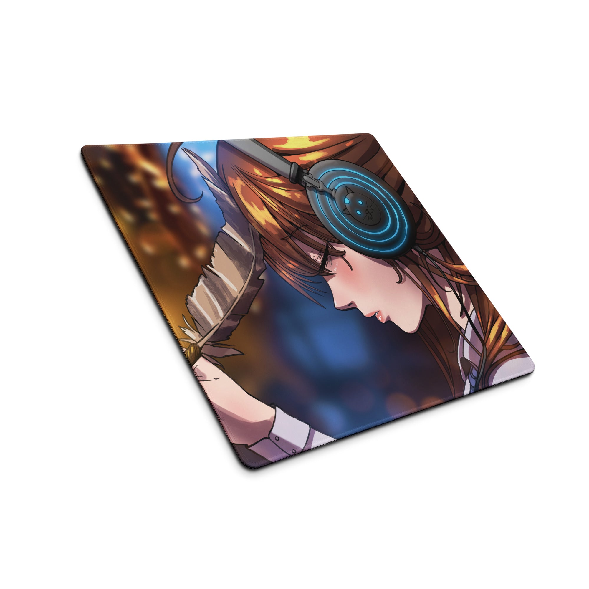 Vivid Anime Archer Mouse Pad - Anime Archer Girl Blue Gaming Desk Art Energetic Mood, Modern Gaming Decor