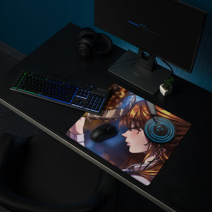 Vivid Anime Archer Mouse Pad - Anime Archer Girl Blue Gaming Desk Art Energetic Mood, Modern Gaming Decor