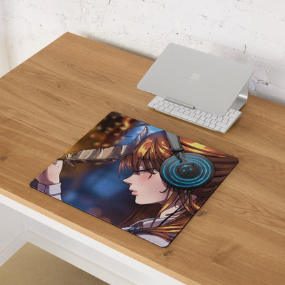 Vivid Anime Archer Mouse Pad - Anime Archer Girl Blue Gaming Desk Art Energetic Mood, Modern Gaming Decor