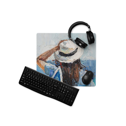 Mountain Dawn Abstract Canvas - Mountain Landscape Blue White Teal Brown Desk Gaming Setup Impasto Oil Serene Desk Mood