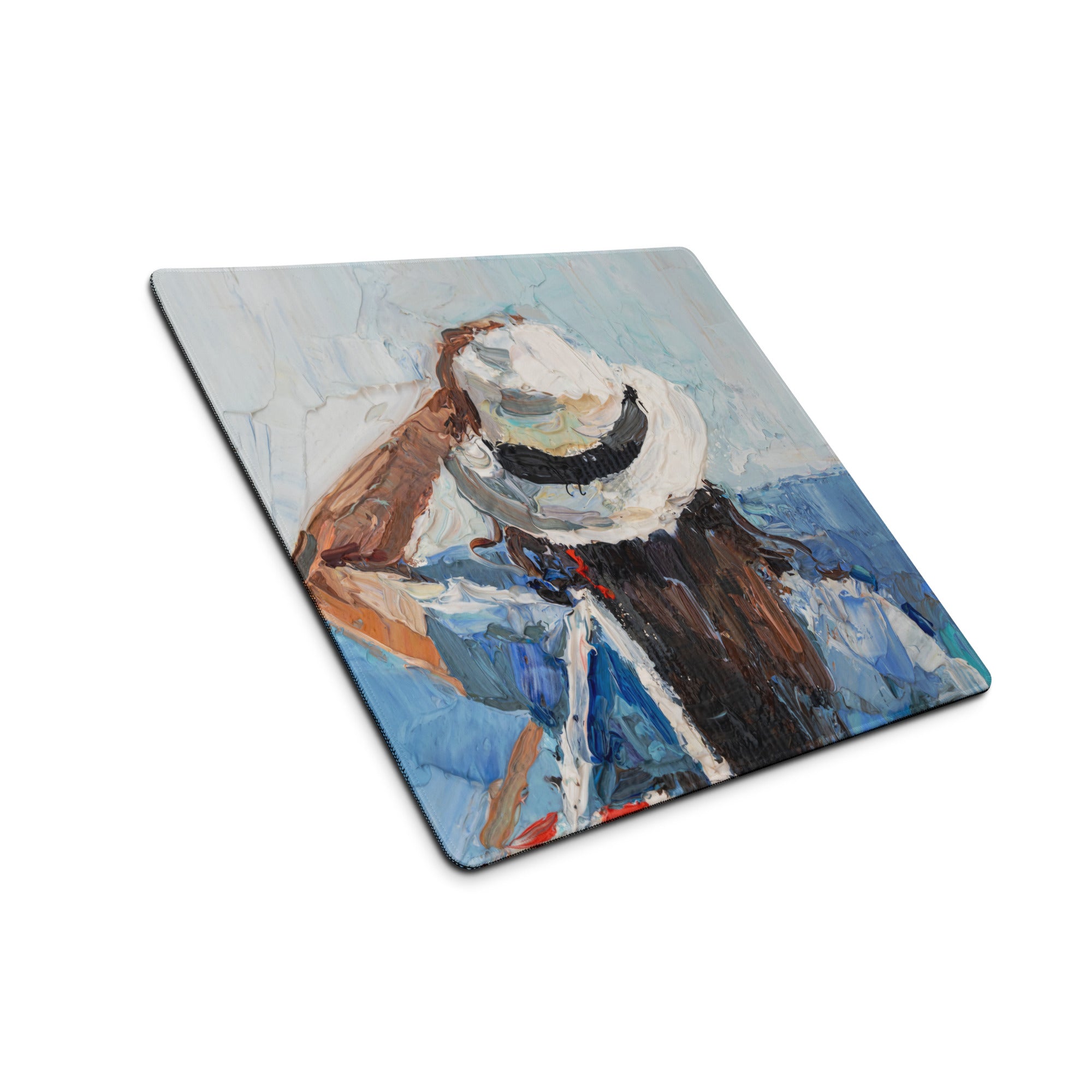 Mountain Dawn Abstract Canvas - Mountain Landscape Blue White Teal Brown Desk Gaming Setup Impasto Oil Serene Desk Mood