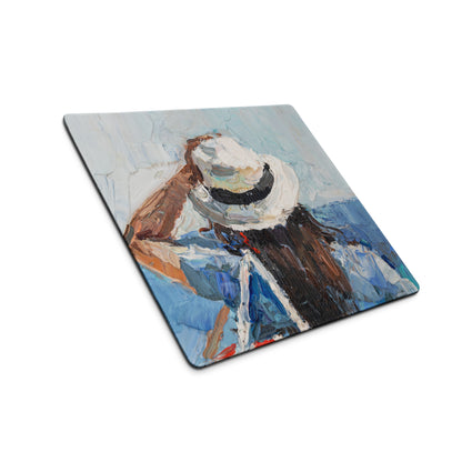 Mountain Dawn Abstract Canvas - Mountain Landscape Blue White Teal Brown Desk Gaming Setup Impasto Oil Serene Desk Mood