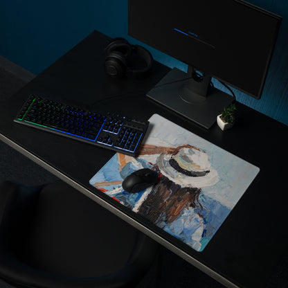 Mountain Dawn Abstract Canvas - Mountain Landscape Blue White Teal Brown Desk Gaming Setup Impasto Oil Serene Desk Mood