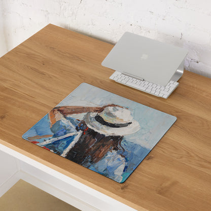 Mountain Dawn Abstract Canvas - Mountain Landscape Blue White Teal Brown Desk Gaming Setup Impasto Oil Serene Desk Mood