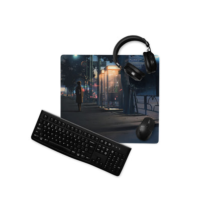 Neon Night City Street Mouse Pad - Night City Neon Blue Purple Desk Pad Cyberpunk - Moody Urban Esports Digital