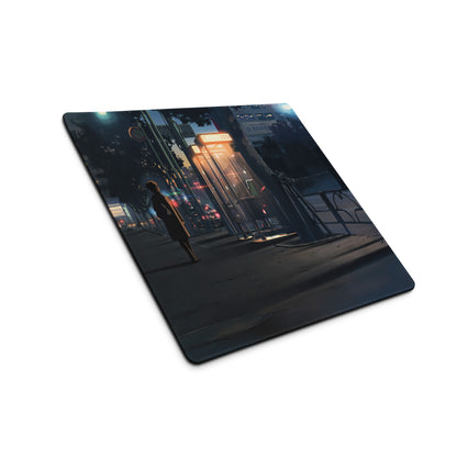 Neon Night City Street Mouse Pad - Night City Neon Blue Purple Desk Pad Cyberpunk - Moody Urban Esports Digital