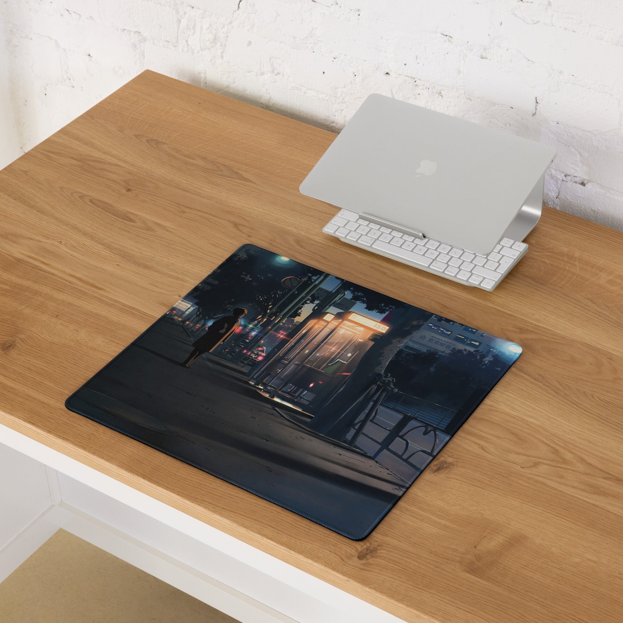 Neon Night City Street Mouse Pad - Night City Neon Blue Purple Desk Pad Cyberpunk - Moody Urban Esports Digital