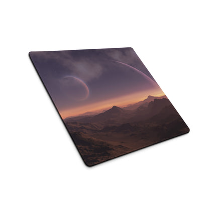 Cosmic Sunset Large Gaming Mouse Pad - Gaming Mouse Pad Purple Orange Desk Modern - Dreamy Minimalist Space Digital Art