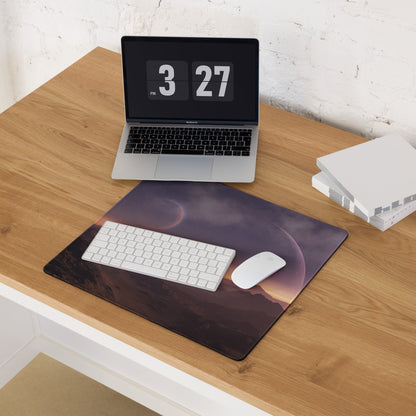 Cosmic Sunset Large Gaming Mouse Pad - Gaming Mouse Pad Purple Orange Desk Modern - Dreamy Minimalist Space Digital Art