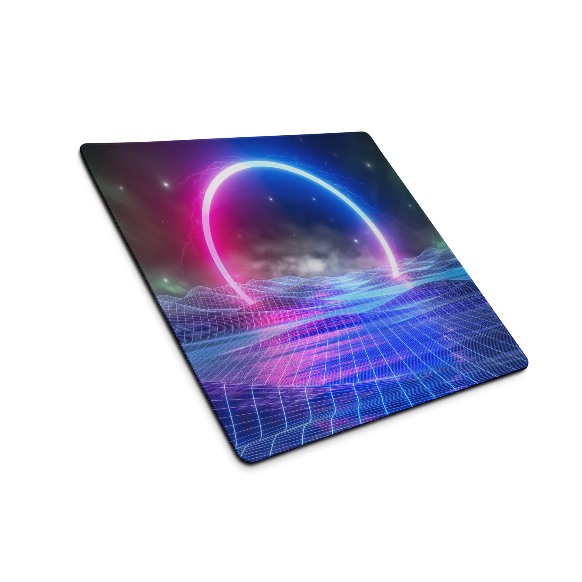 Neon Orbit Grid Pad - Mouse Pad Neon Pink Purple Gaming Desk Futuristic Cyberpunk Vibrant Mood Esports Art