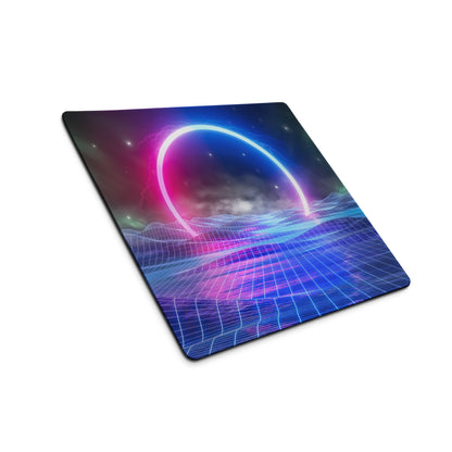 Neon Orbit Grid Pad - Mouse Pad Neon Pink Purple Gaming Desk Futuristic Cyberpunk Vibrant Mood Esports Art