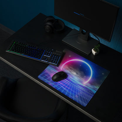 Neon Orbit Grid Pad - Mouse Pad Neon Pink Purple Gaming Desk Futuristic Cyberpunk Vibrant Mood Esports Art