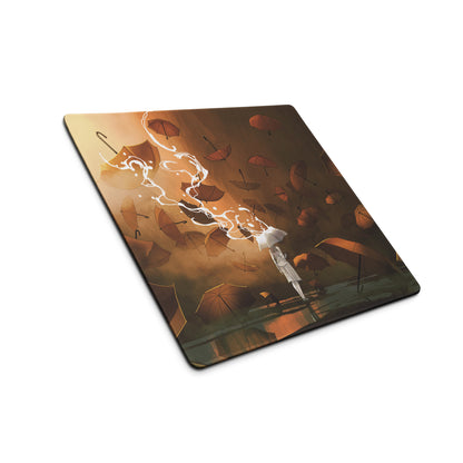 Storm Umbrella Nightfall Desk Pad - Mouse Pad Brown Orange Gradient For Gaming Dreamy Mood Surreal Esports Gift Digital