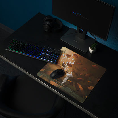 Storm Umbrella Nightfall Desk Pad - Mouse Pad Brown Orange Gradient For Gaming Dreamy Mood Surreal Esports Gift Digital