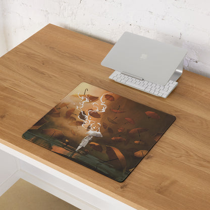 Storm Umbrella Nightfall Desk Pad - Mouse Pad Brown Orange Gradient For Gaming Dreamy Mood Surreal Esports Gift Digital