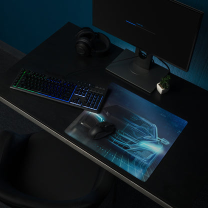 Hypertech Gaming Mouse Pad - Gaming Mouse Pad Blue Desk Futuristic Tech Mood Cyberpunk Office Decor Digital Art