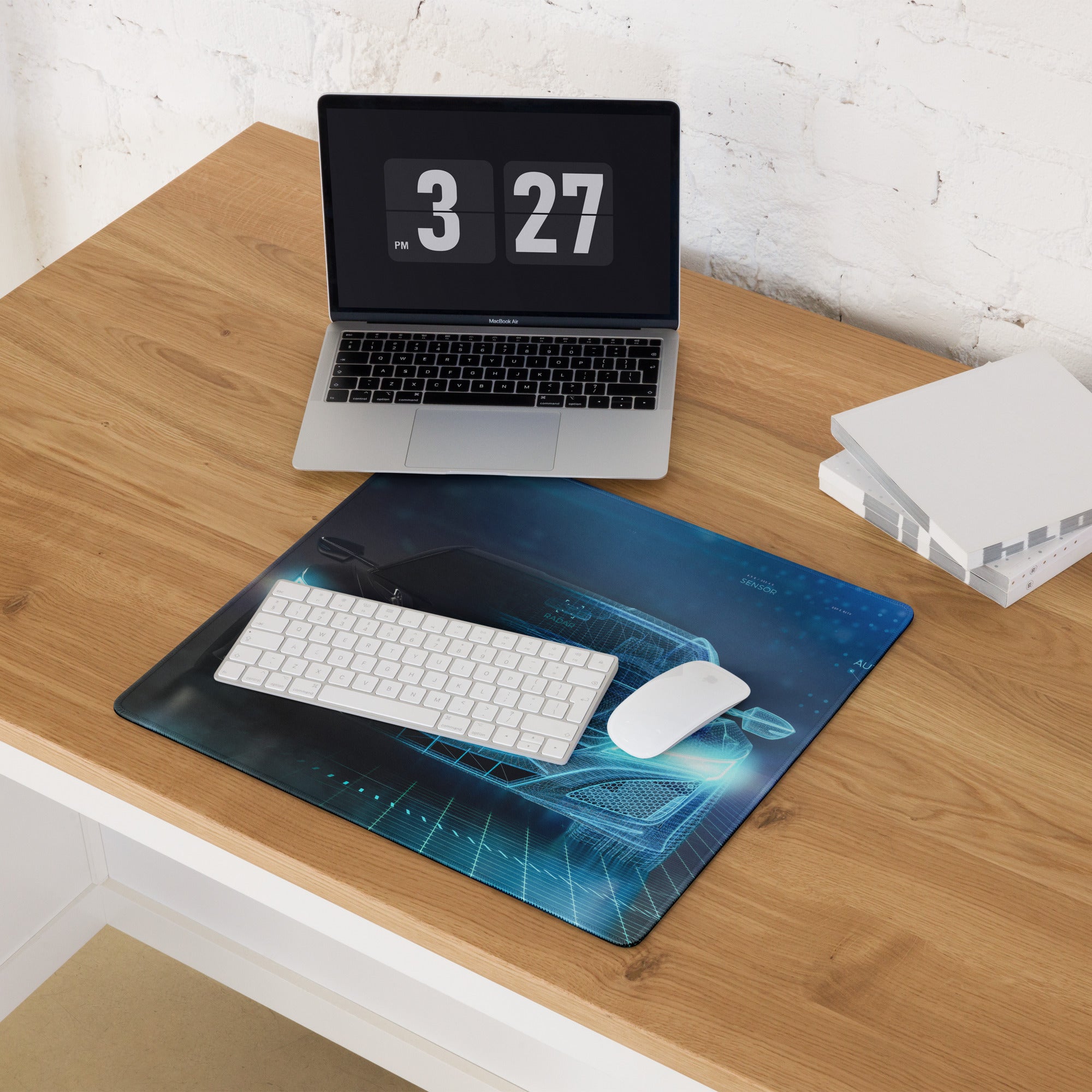 Hypertech Gaming Mouse Pad - Gaming Mouse Pad Blue Desk Futuristic Tech Mood Cyberpunk Office Decor Digital Art
