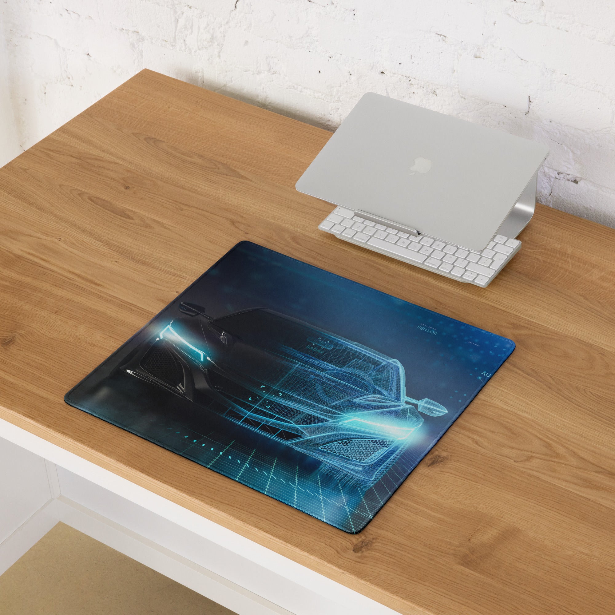 Hypertech Gaming Mouse Pad - Gaming Mouse Pad Blue Desk Futuristic Tech Mood Cyberpunk Office Decor Digital Art