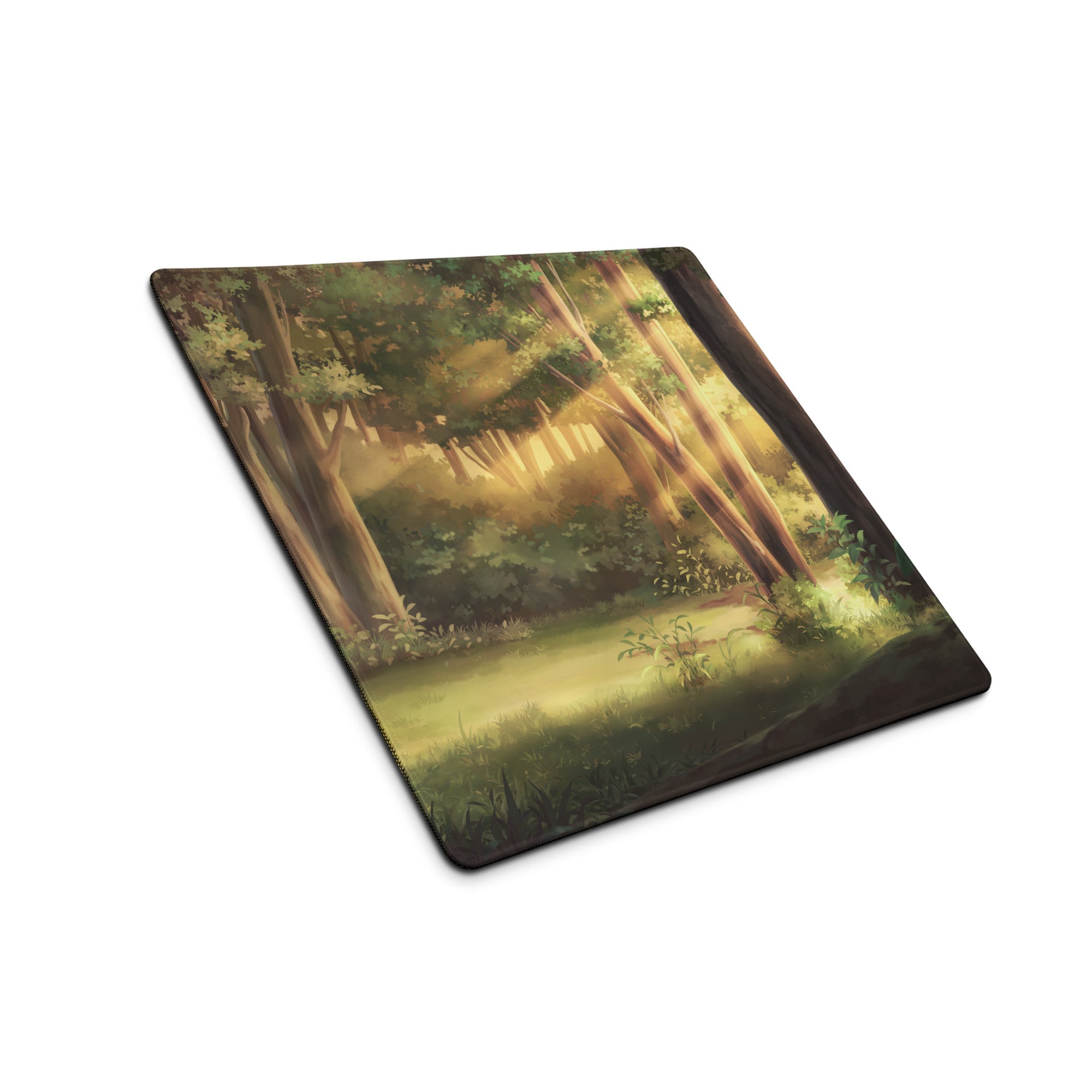 Forest Dawn Gaming Mouse Pad - Forest Scene Green Brown Desk Painterly Calm Natural Woodland Desk Mat Digital