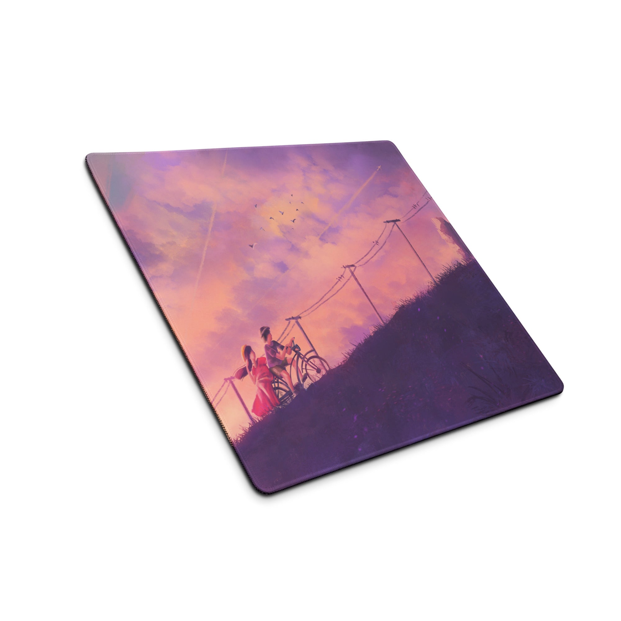 Pastel Sunset Path Mouse Pad - Mouse Pad Purple Pink Gradient Desk Setup Dreamy Modern Gaming Desk Digital Print