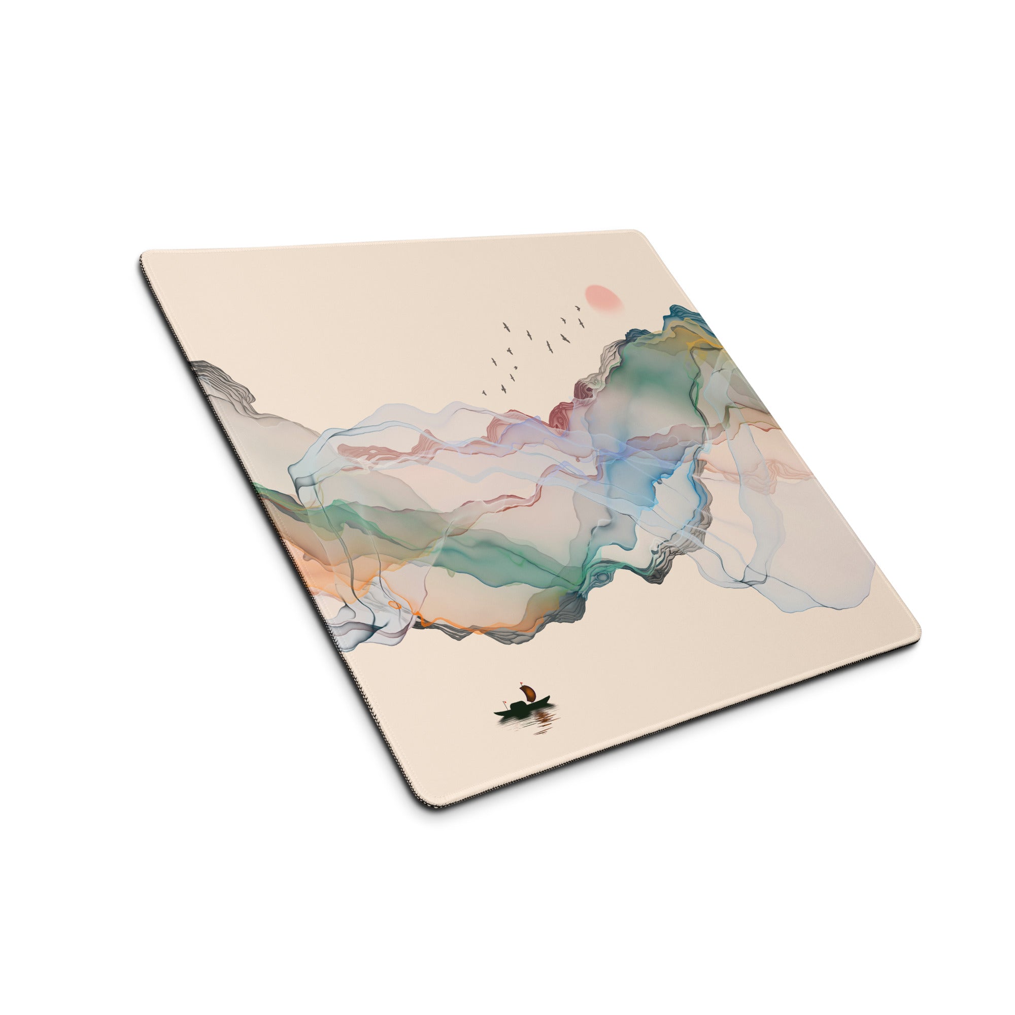 Pastel Mountain Dream Desk Pad - Mountain Landscape Mouse Pad Pastel Teal Serene Minimalist Office Desk Watercolor