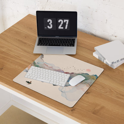Pastel Mountain Dream Desk Pad - Mountain Landscape Mouse Pad Pastel Teal Serene Minimalist Office Desk Watercolor
