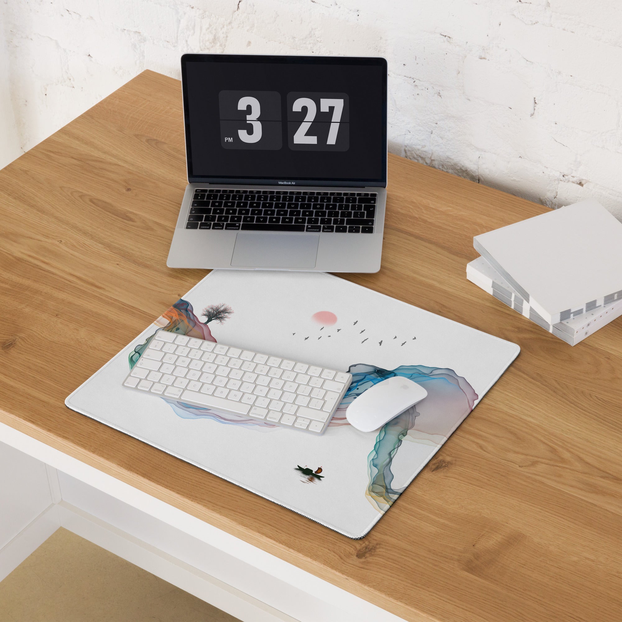Aurora Mist Abstract Gaming Mouse Pad - Gaming Mouse Pad Multicolor Abstract Desk Mat For PC Setup Modern Minimalist