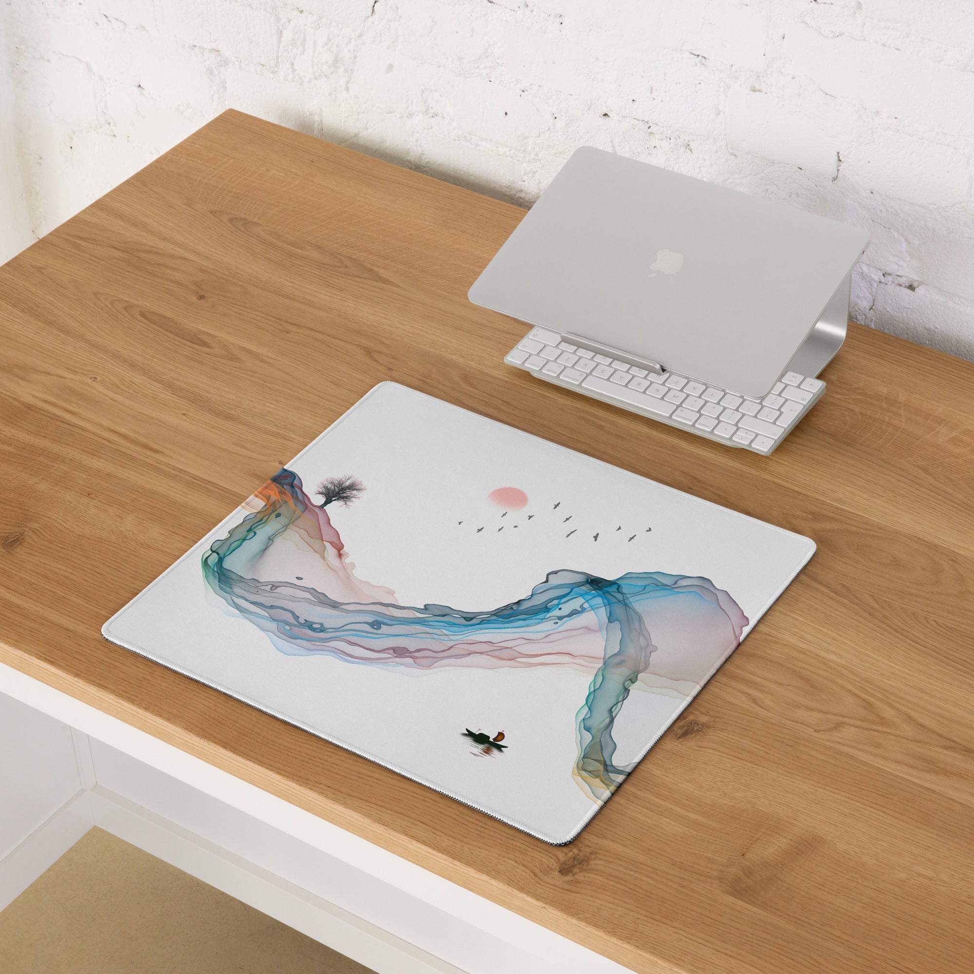 Aurora Mist Abstract Gaming Mouse Pad - Gaming Mouse Pad Multicolor Abstract Desk Mat For PC Setup Modern Minimalist