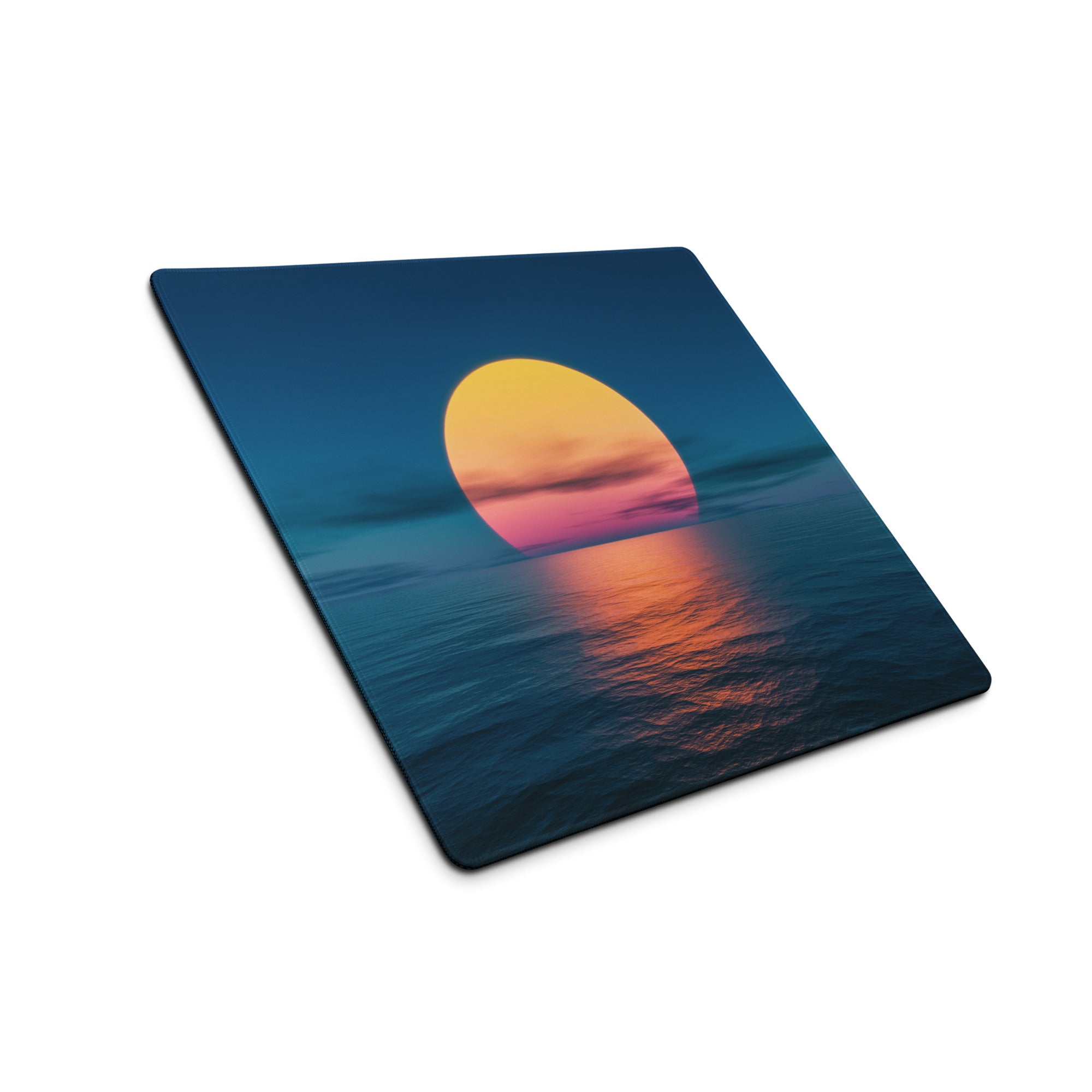 Sunset Horizon Blue Gaming Pad - Mouse Pad Blue Sunset Desk Setup Photorealistic - Calm Serene Coastal Modern Desk Photo