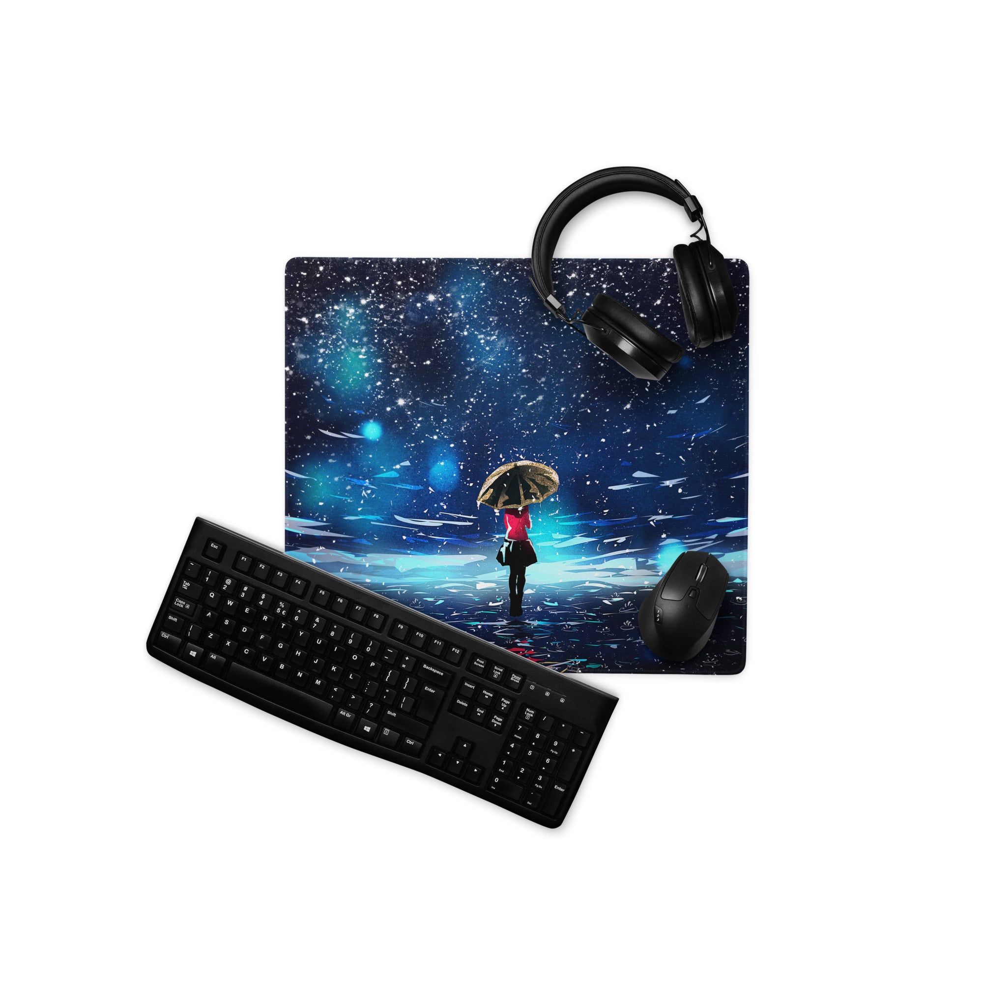 Cosmic Night Sky Gaming Mouse Pad - Mouse Pad Blue Black Desktop Space Epic Atmospheric Space Decor Desk Mat Digital Art
