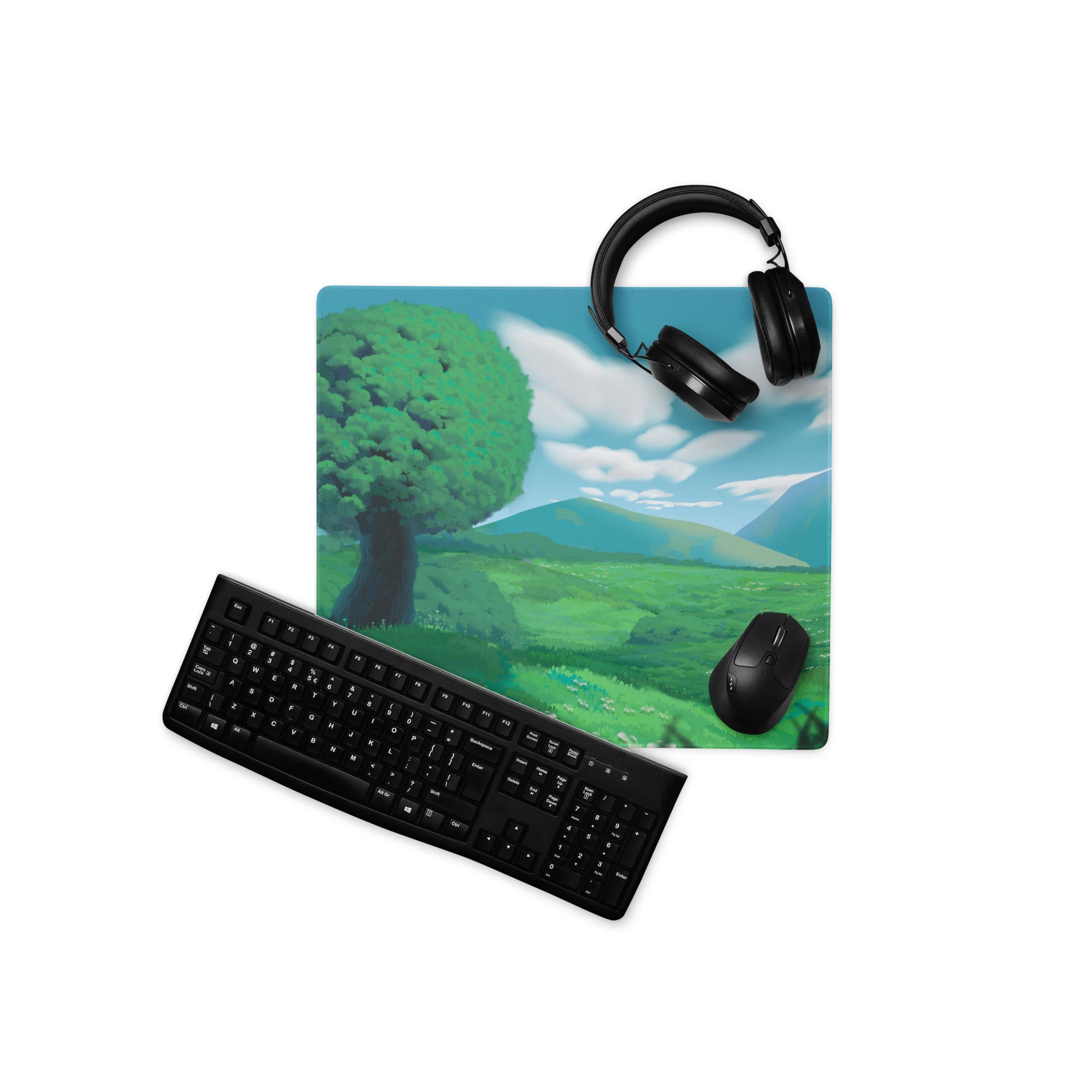 Azure Forest Landscape Mouse Pad - Landscape Mouse Pad Blue Green Desk Nature Calm Mood Minimalist Decor